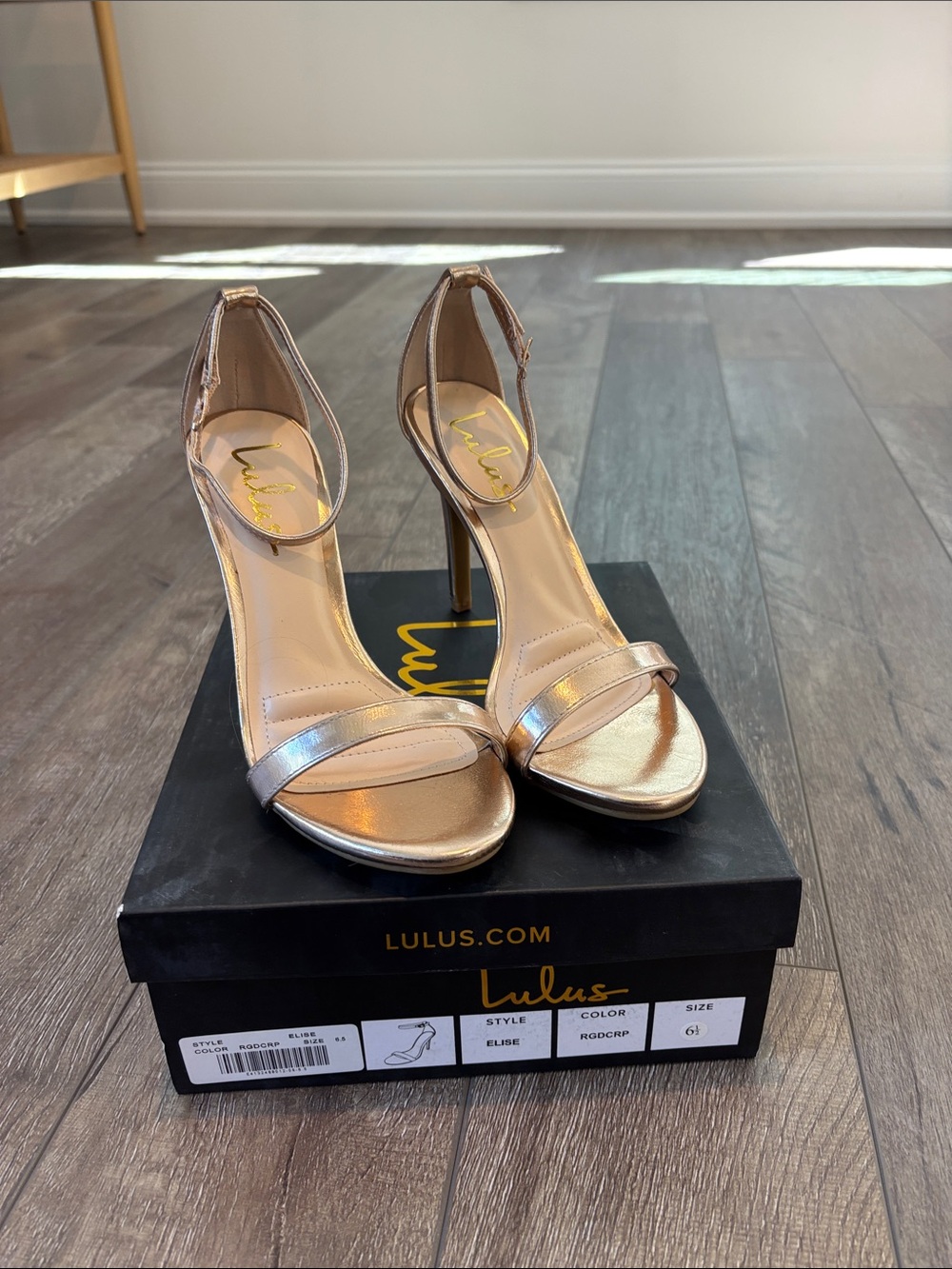 Lulu's Metallic Rose Gold Ankle-Strap High Heels